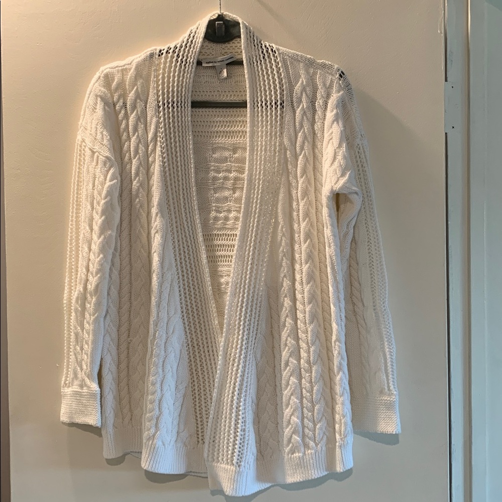 Cotton Cable White cardigan sweater S